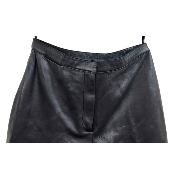 Adrienne Vittadini Pants Womens Shimmery Black Leather High Rise Straight - Picture 4 of 11